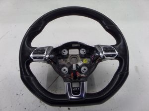 11-18 VW MK6 Jetta GLI Flat Bottom Steering Wheel 6 Speed M/T Red Stitched OEM